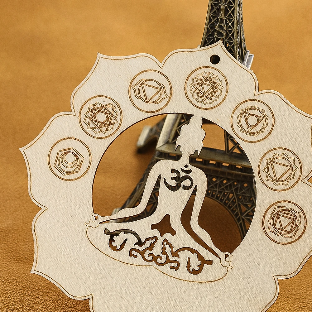 Wholesale Wooden lotus Charm Meditation YOGA Chakra decoration board Cup Tray desktop hanging wall spiritual healing