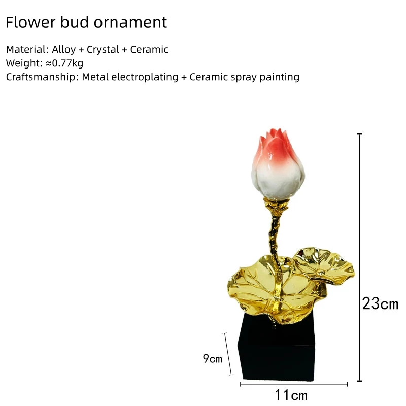 Luxury Metal Ceramic Lotus Flower New Design Modern Retro Gold Home Decor Decorative Crafts Ornaments Table Top Accessories