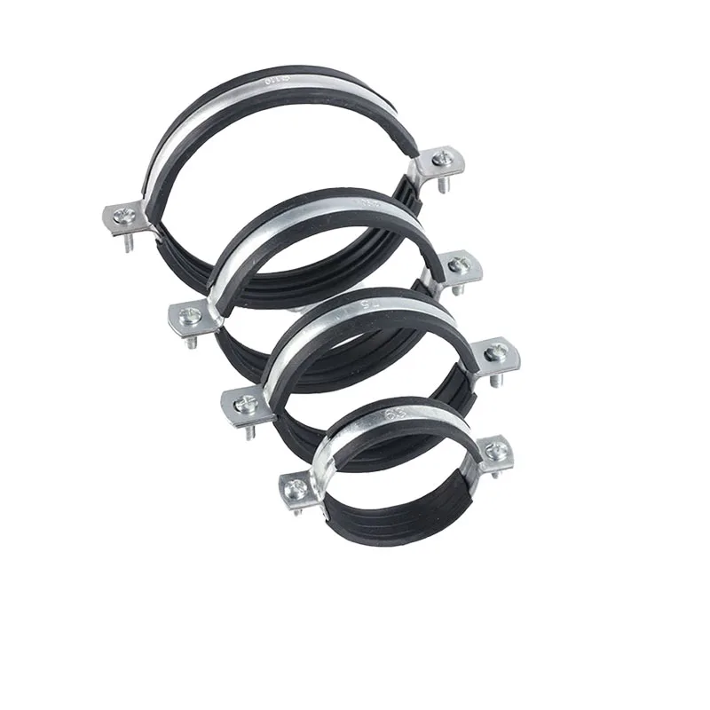 Rubber Clamp Pipe Support Bracket Metal Pipe Strap Heavy Duty Mount Galvanized Pipe Bracket