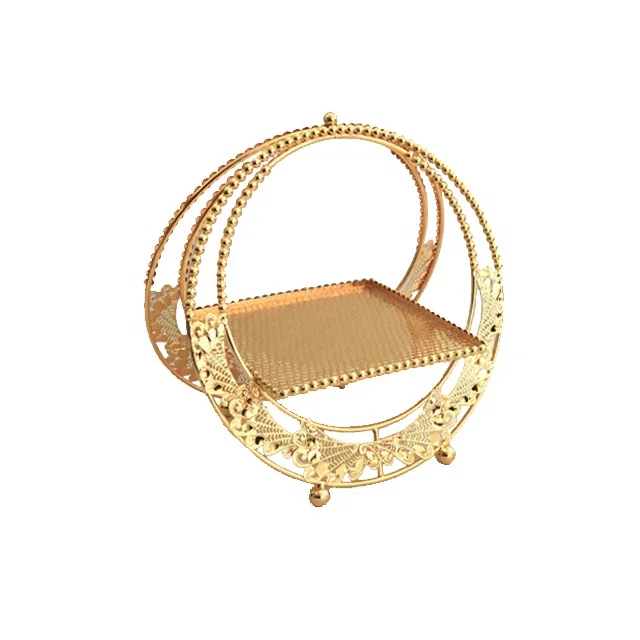 Party Wedding Decoration Metal Gold Plated Dry Fruit Cake Dessert Serving Tray