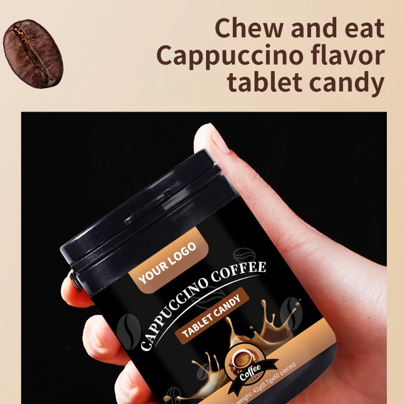 OEM/RTS Classic Cappuccino Coffee Bean Flavored Tablet Candy Loose Hard Candy with Classic Coffee Taste for Adults