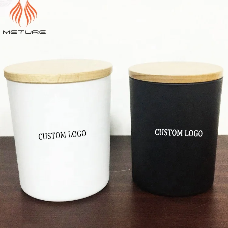 3oz 7oz 8oz 10oz 12oz colored custom white black glass candle jar with wooden lid available