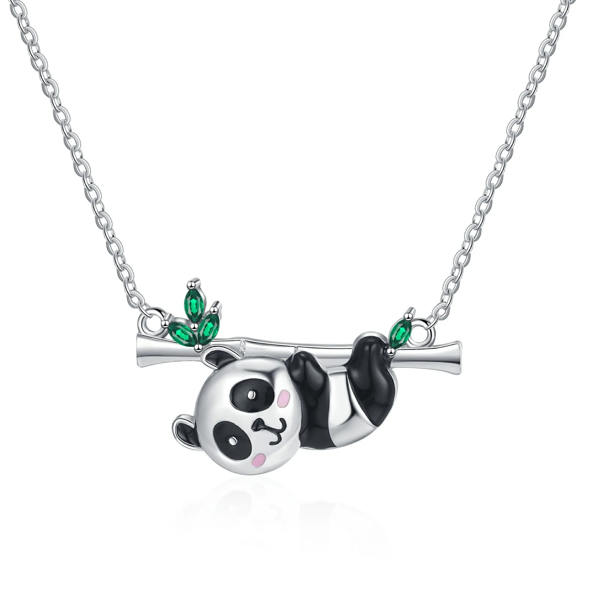 Dropshipping Popular Adorable Enamel Chinese Culture Bamboo Panda Necklace For Girl Gift