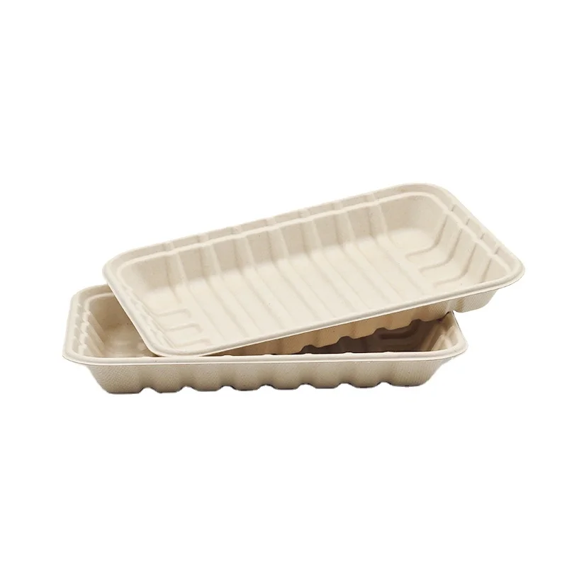 100% compostable bagasse plates paper packaging box supplier customized eco friendly cutlery