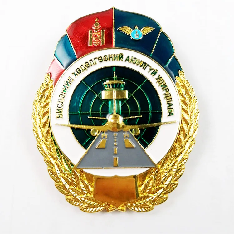 Custom antique silver metal Trophies Awards crown chest badge combine lapel pin medal