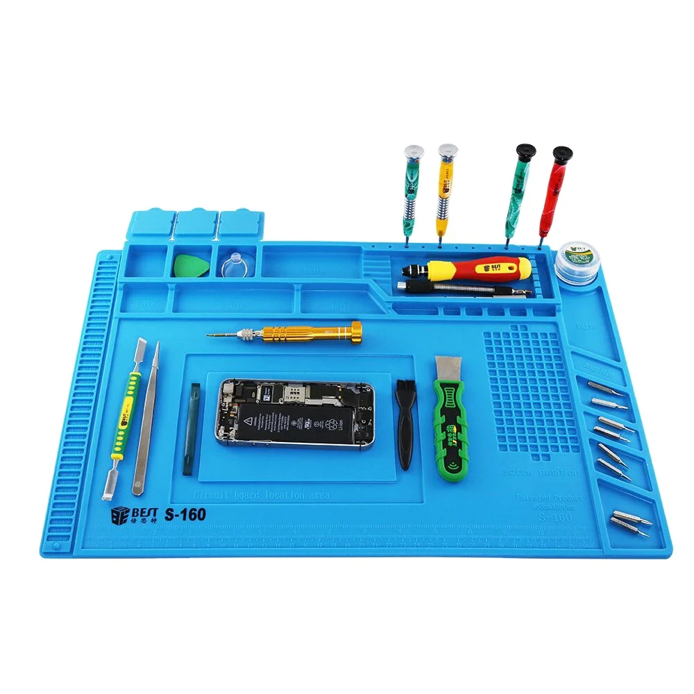 S-160 ESD теплоизоляция силиконовый рабочий коврик для мобильного телефона инструменты для ремонта компьютеров коврик Магнитный термостойкий BGA изолятор на платформе