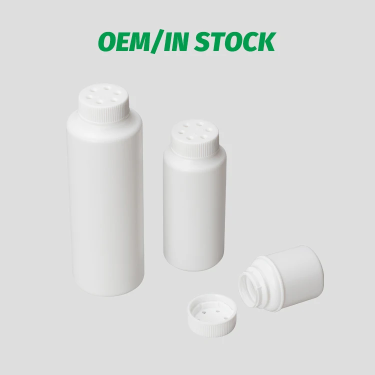 Unique Shaped White HDPE Plastic Baby Powder Container Bottle with Sfiter Cap