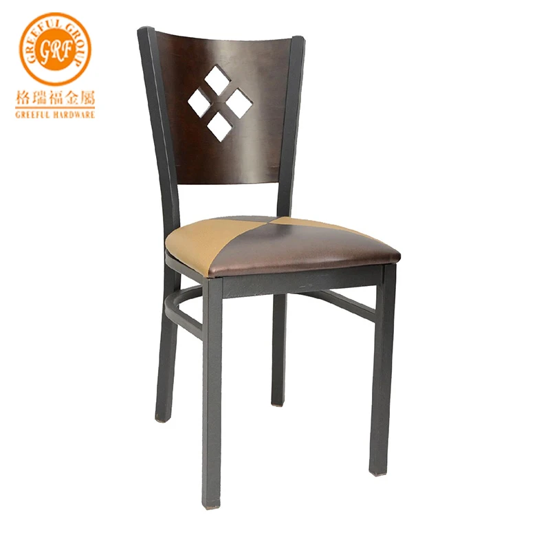 Metal Chair With Wood Back leather Seat In Restaurant metal chair in dinning room iron chair for kitchen