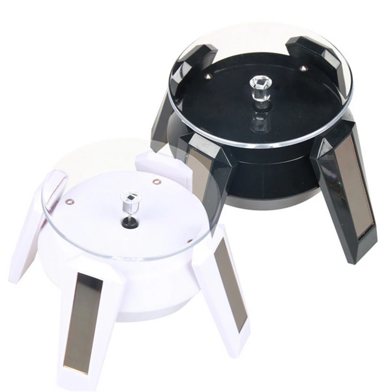 Popular Solar Display Stand Turntable Battery Double Used Rotating Display for Jewelry Spinner Watch Hobby Collection Shelf