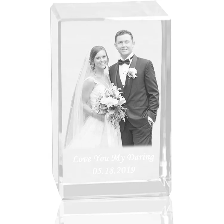 Custom Crystal Cube 3D Laser Engraving Image Glass Cube Craft Crystal Block