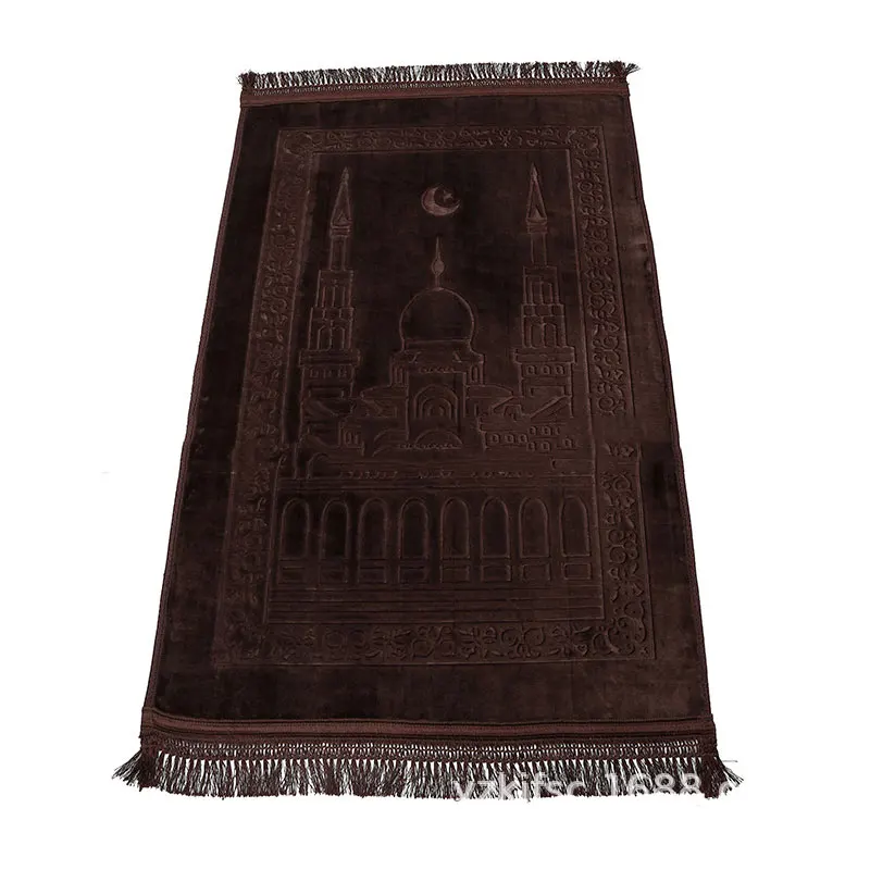 Large Thick Traditional Style Black Muslim Prayer Rug with Padded Mat for Dining Room Use Includes Prayer Mats for Muslim