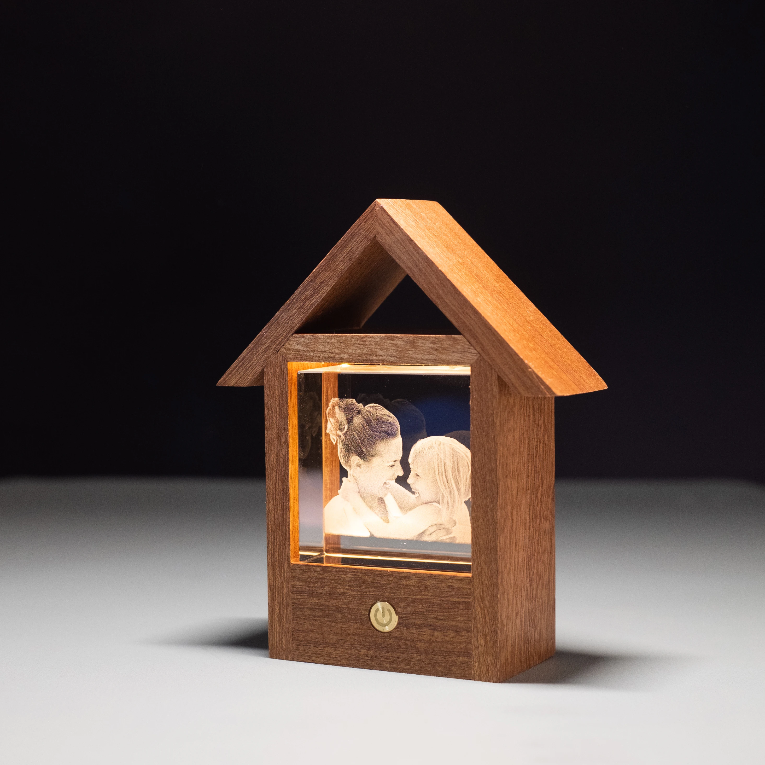 Custom figure 3d laser engraving block with base paperweight christmas gift crystal glass cube Led night light for kids room