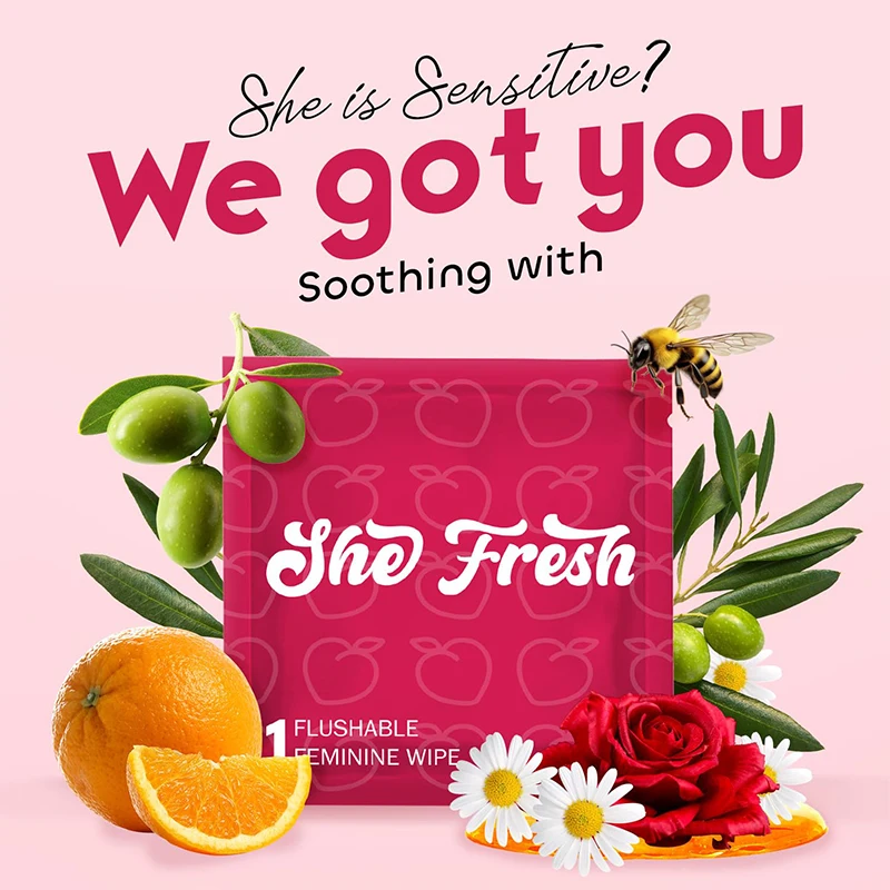 Travel Size Flushable Intimate Wet Wipes Individual Feminine Ph Balance Hygiene Wipes Odor Control For Women