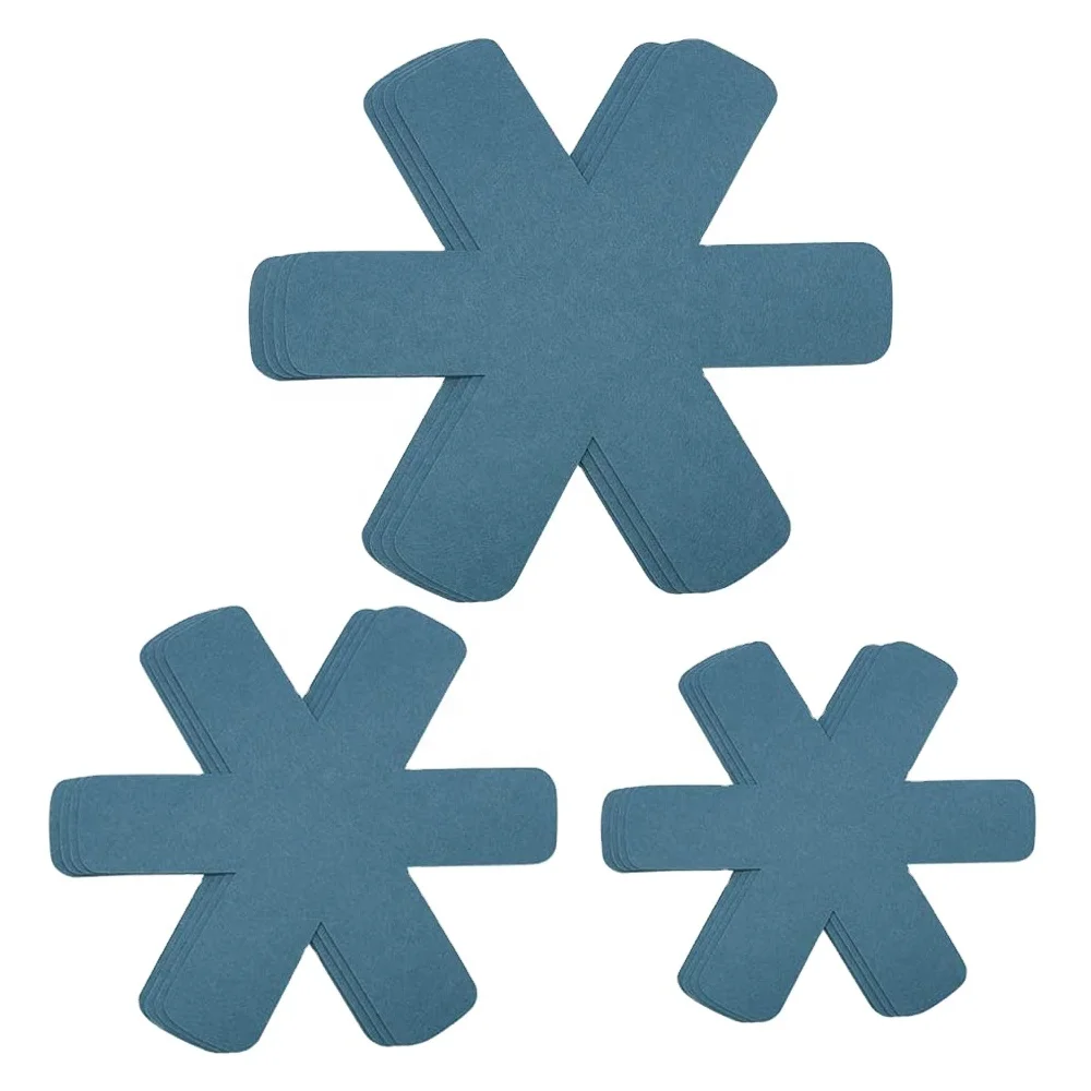 Протекторы для кастрюль толстые нетканые войлочные разделители для укладки 3 различных размера голубой кухонной посуды разделители коврики (лот из 12)