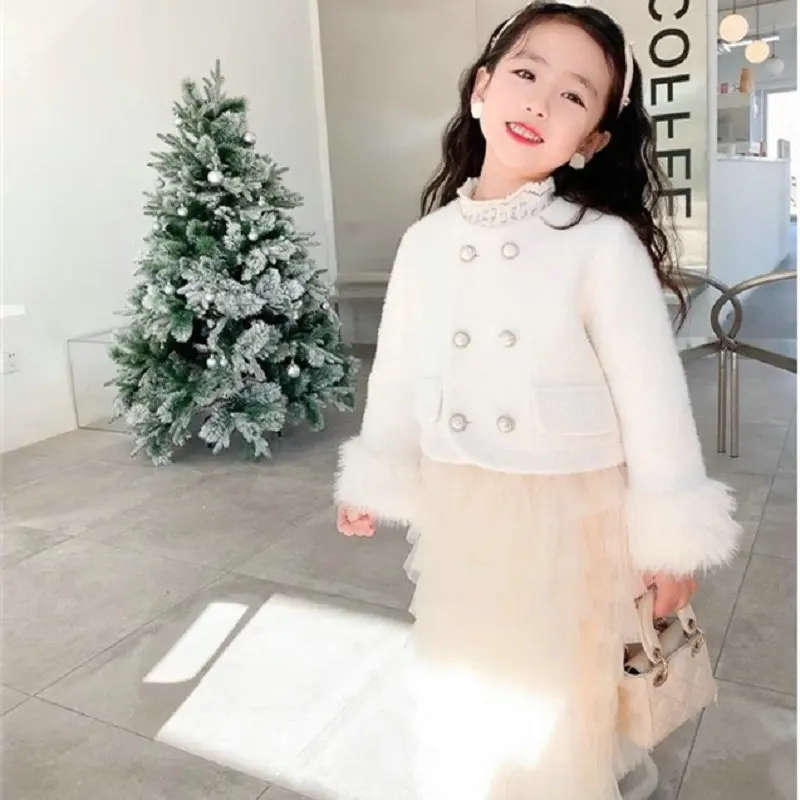 New year style warm kids clothing padded jacket and short skirt for girls fashion Korean 3-8 years old girls dress set
