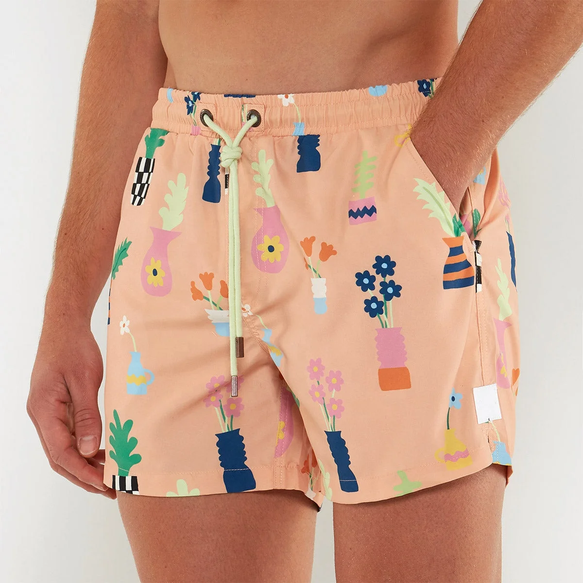 100% Polyester Swim Shorts Bathing Suits One Shorts Men Beach Swim Short Vase Days Swim Shorts