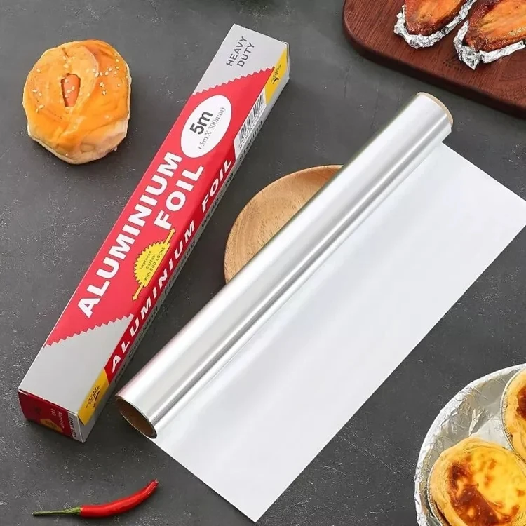 5m  Silver aluminum foil roll Household Foil Roll For Kitchen Food  packing square paper