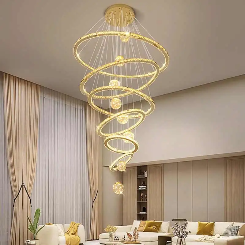 New Hot Sale Ring Villa Chandelier For Stairs Living Room Lobby Chandelier