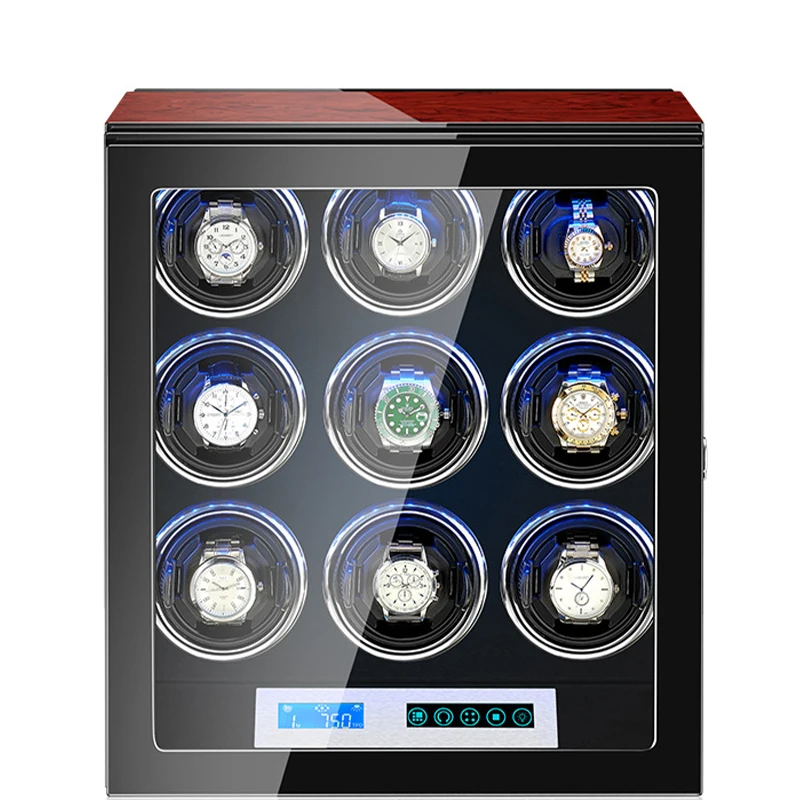 Watch Winder for Automatic Watches with LED Backlight, Remote Control and Storage Drawer for Watches and Jewelry