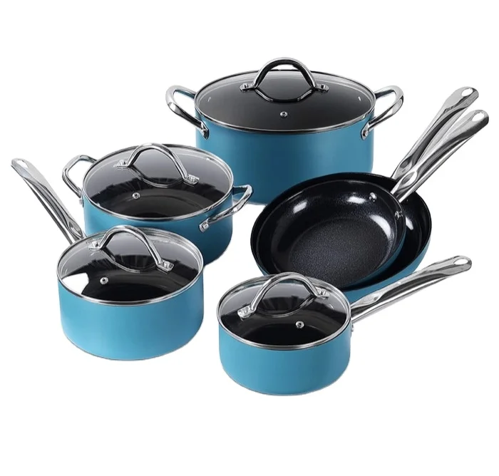 colli 11 Piece copper Cookware Set Aluminum Cookware Set Non-Stick Ceramic Coating with Stainless Steel Handle