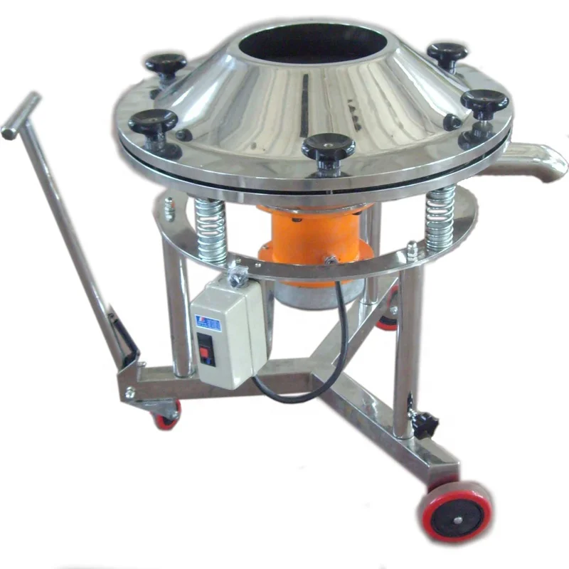 Trolley-mounted portable frame high frequency vibratory screen machine for ceramic powder slurry starch powder slurry