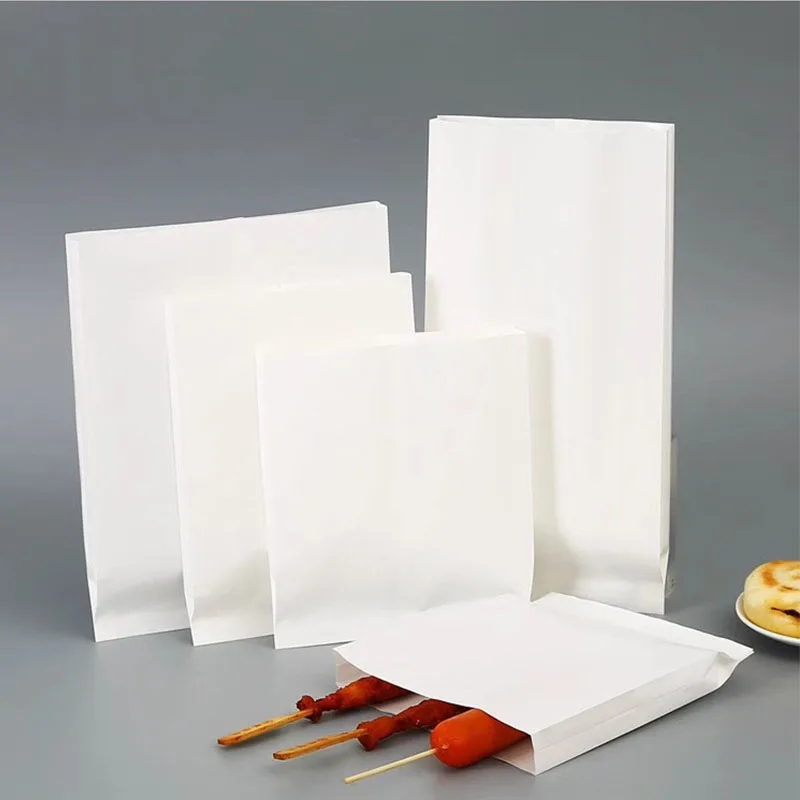 Flexography disposable kraft paper bag for fast food take away paper food packaging bags