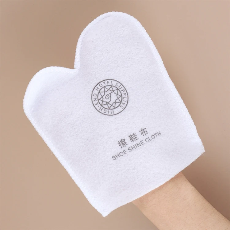 UG Disposable Wholesale Hotel Supplies Custom Shoe Shine Cloth White Hotel Shoe Mitt