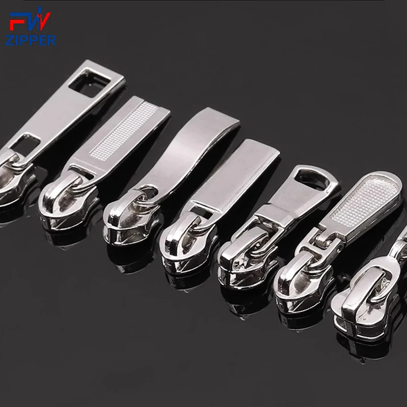 Wholesale Custom Cheap Colorful 3# 5# 7# 8# 10# Zipper Slider Zip Pull Zipper Heads 5 logo zipper pull