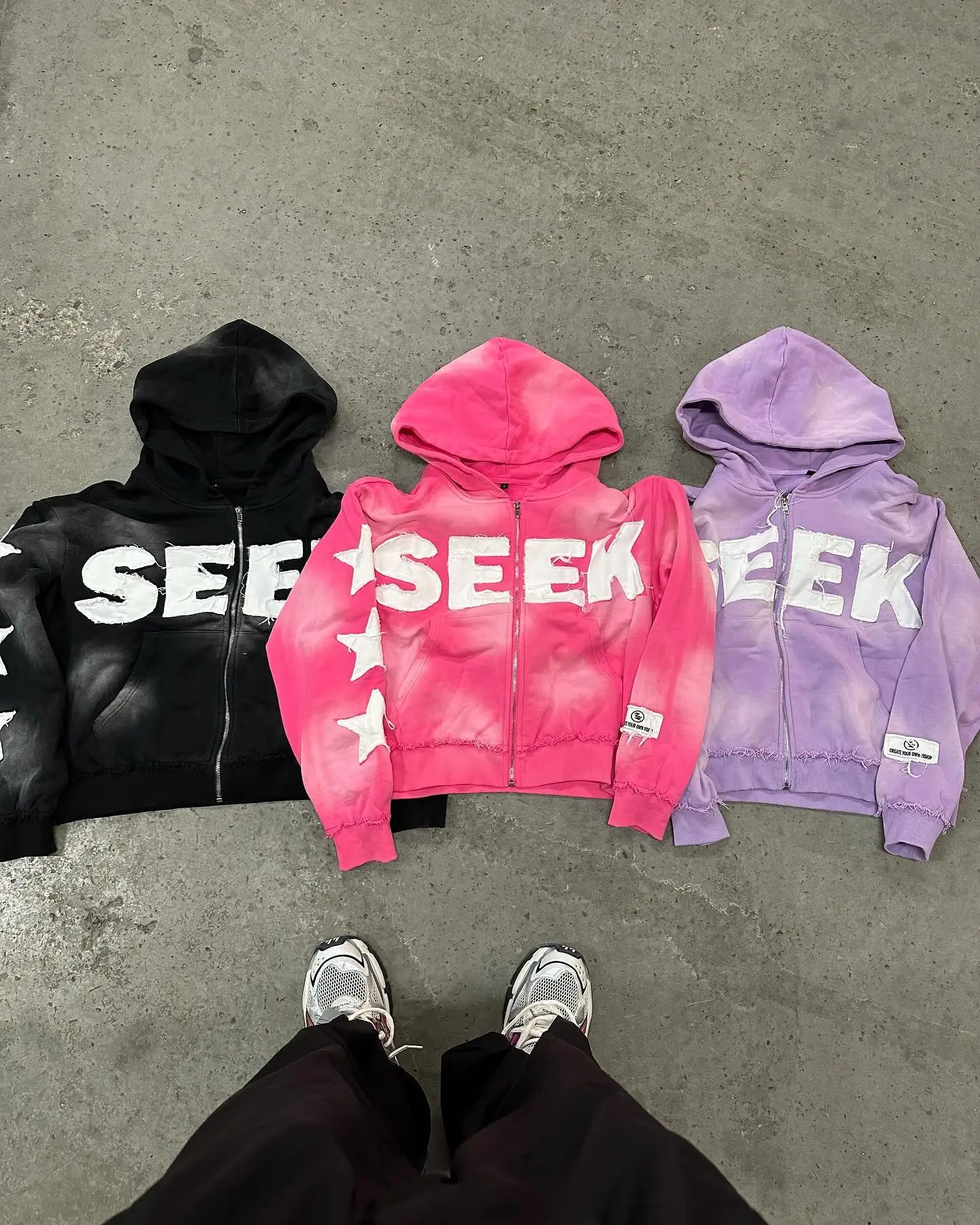 OEM Heavy Weight Zip up Hoodies With Raw Hem Sweatpants Acid Wash Stone Vintage 2 Piece Distresses Tracksuit for Man or Women