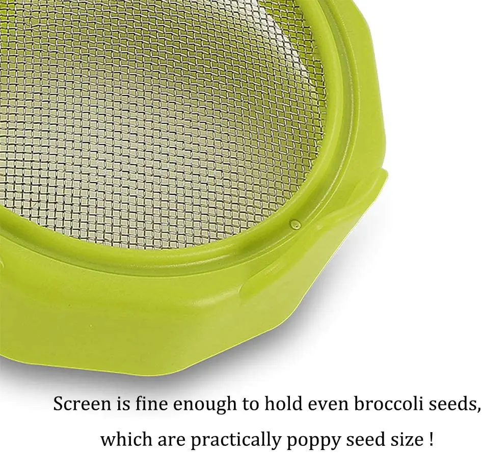 Plastic Sprout Lid with Stainless Steel Screen for Wide Mouth Mason Jars Sprouting lids