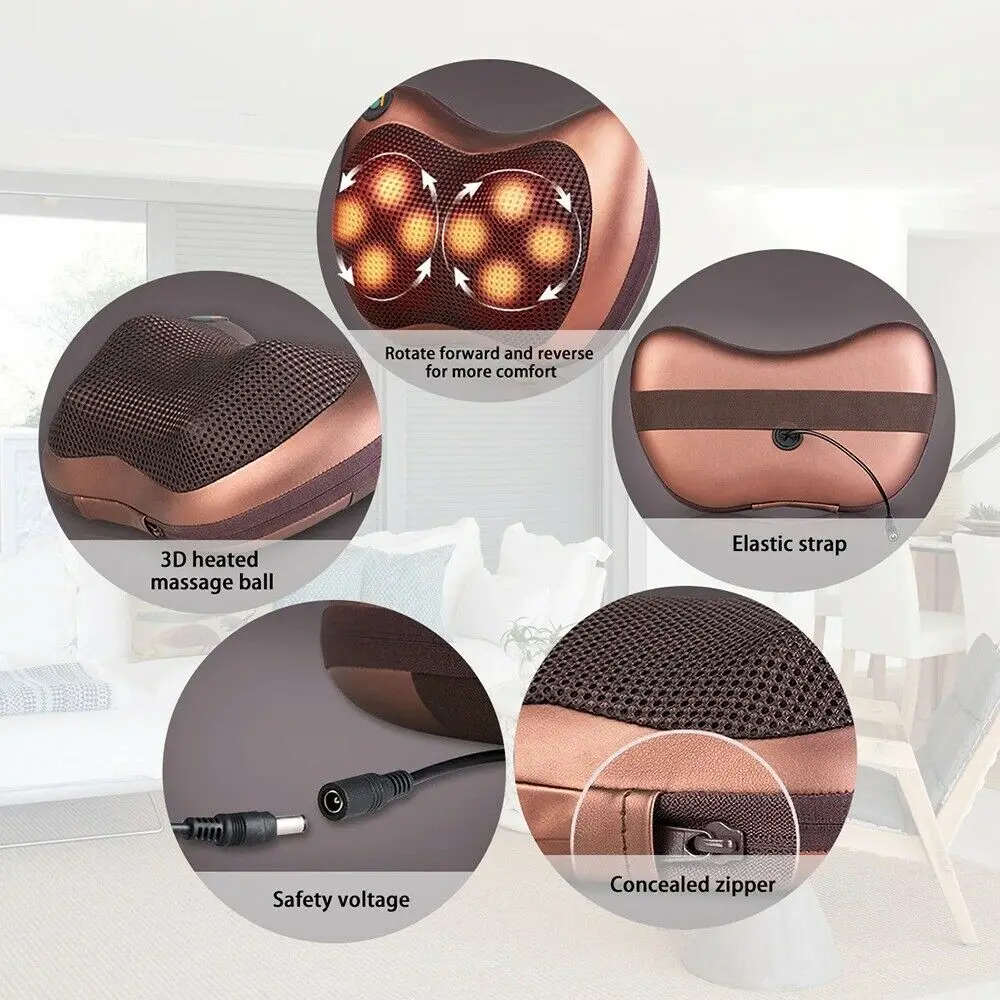 Electric pillow massager Shiatsu Back Neck Massager with Heat Cervical Neck Traction Device