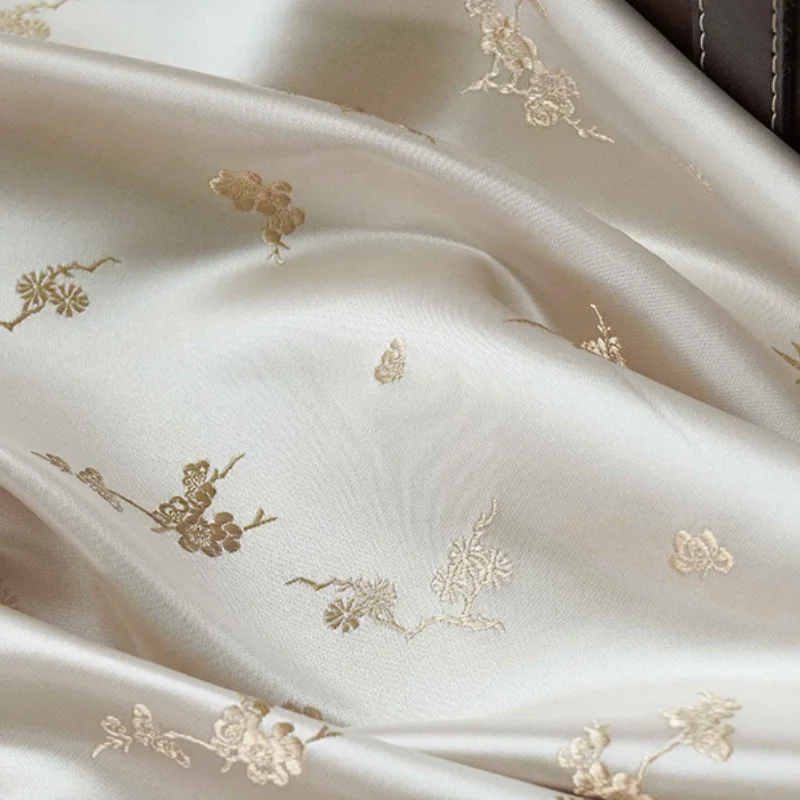 Simple style satin plum blossom cheongsam Hanfu yarn-dyed soft hanging fabric antique fashion
