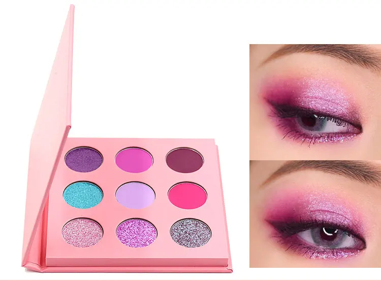 Diy Eyeshadow Palette Private Label Custom Logo Wholesale Oem 9Colors Shimmer Eye Shadow Kit High Pigment Nude Glitter Eyeshadow