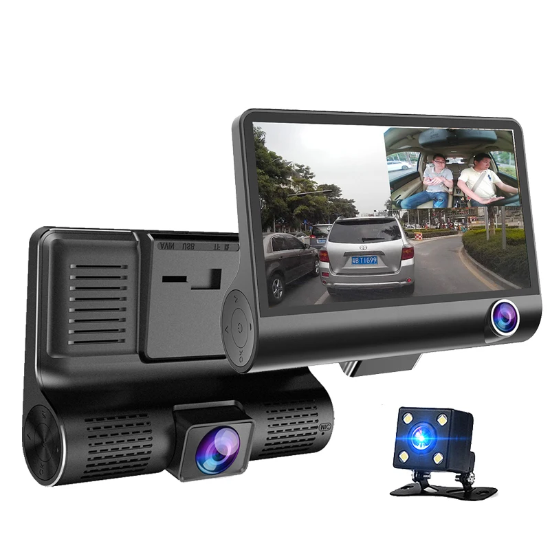4 Inch car dash cam Full HD 1080p Vehicle Traveling Date Recorder with 3 Camera lens Tachograph