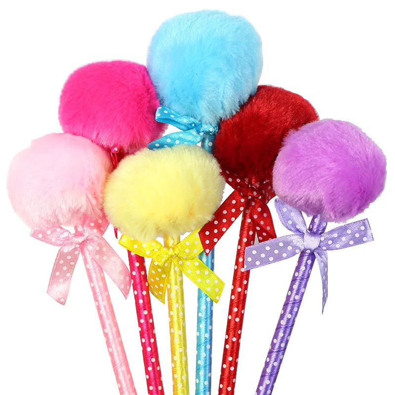 Пушистые плюмашевые кавайские ручки, мультяшная ручка для оптовой продажи OEM 0 5 мм kawaii school