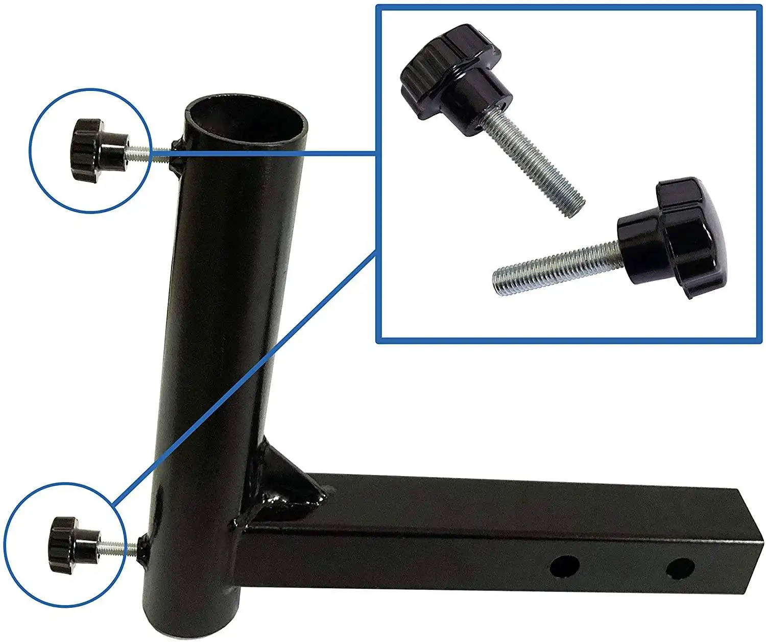 High Quality Black Heavy-Duty Metal Trailer Hook Customizable Single Flag Pole Bracket for Car Bumper Car Tent Installation
