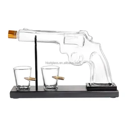 Wholesale Cheap Gift Packing Bulk Glass Whiskey AK Pistol Gun Shaped Liquor Decanter Sets Tequila Vodka Bottle