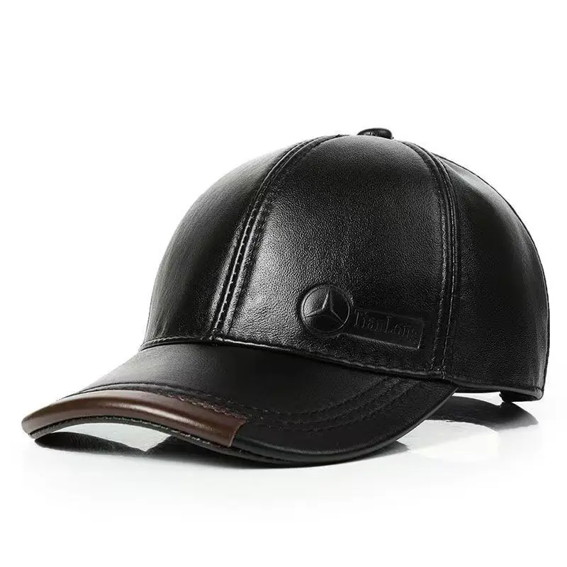 All matching fur outdoor leisure middle-aged and old-aged leather cap adult baseball cap