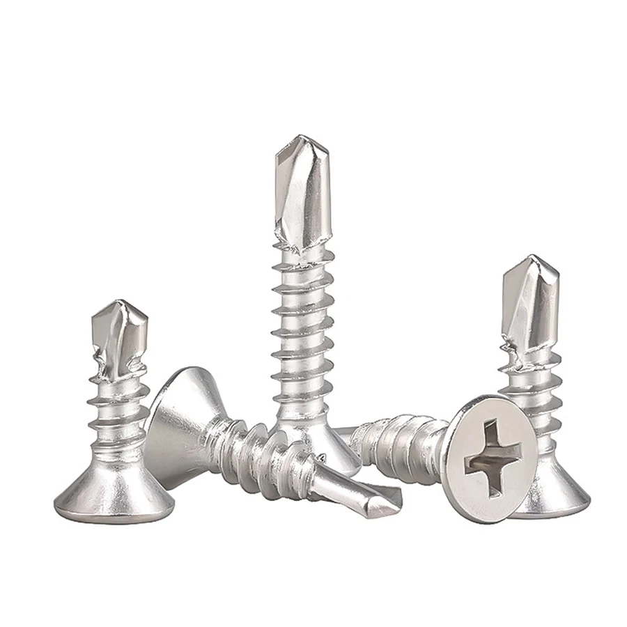 410 Stainless Steel m3.5 m4.2 m4.4 m5.5 Cross Countersunk Flat Head Drilling Tail Dovetail Self Tapping Screws