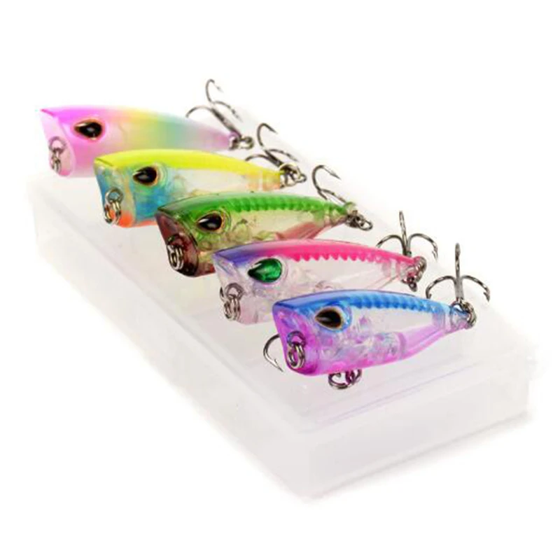 Factory 5pcs 4cm 3.5g Worldwide Hot Selling Hard Bait Popper Lure Kit Fishing  Drop Shipping New Topwater Popper Fishing