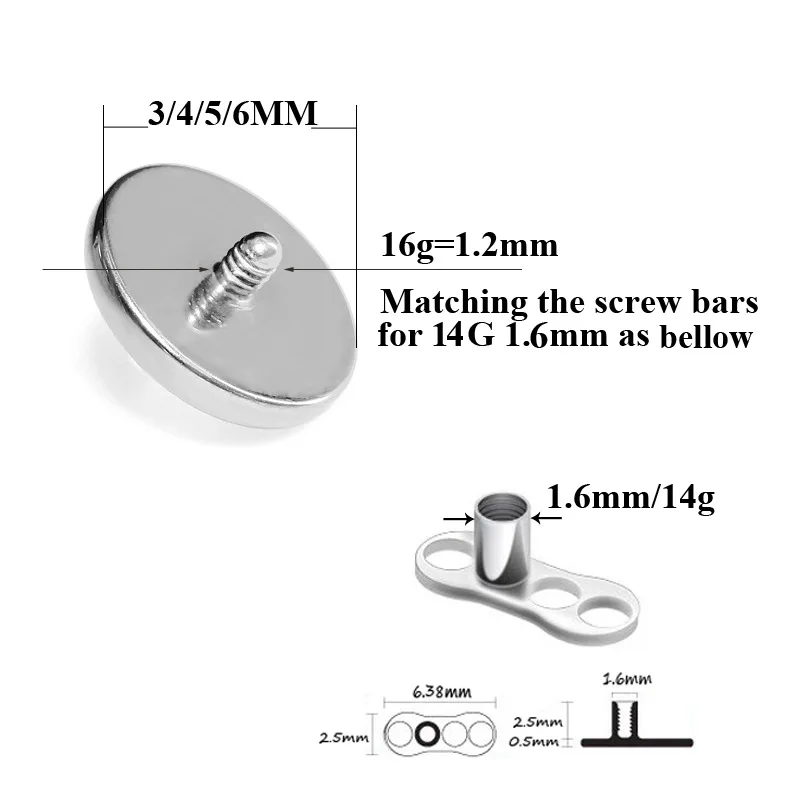 ASTM F136 Titanium G23 Micro Dermal Anchor piercing jewelry Clear Gem Skin Piercing Sexy Jewelry Implanted By Surface Puncture