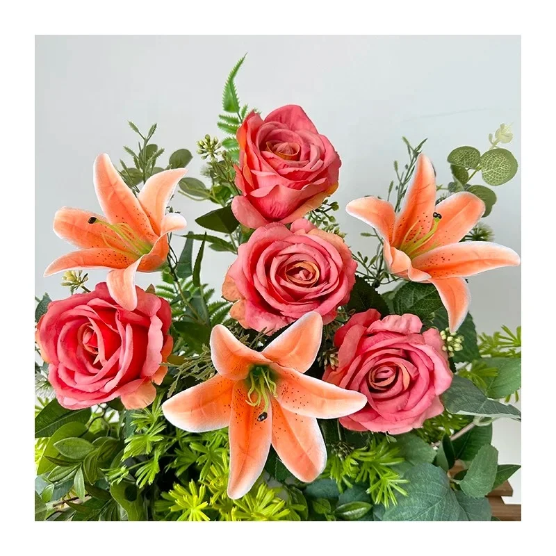 leaves plastic flowers artificial plants artificial flower machine flower artificial rose bouquet flores artificiales