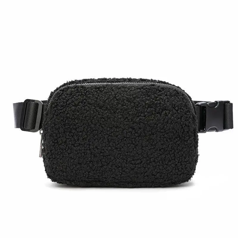 Fleece Belt Bag Adjustable Strap Trendy Faux Fur Fanny Pack Women Zipper Sherpa Sling Bag