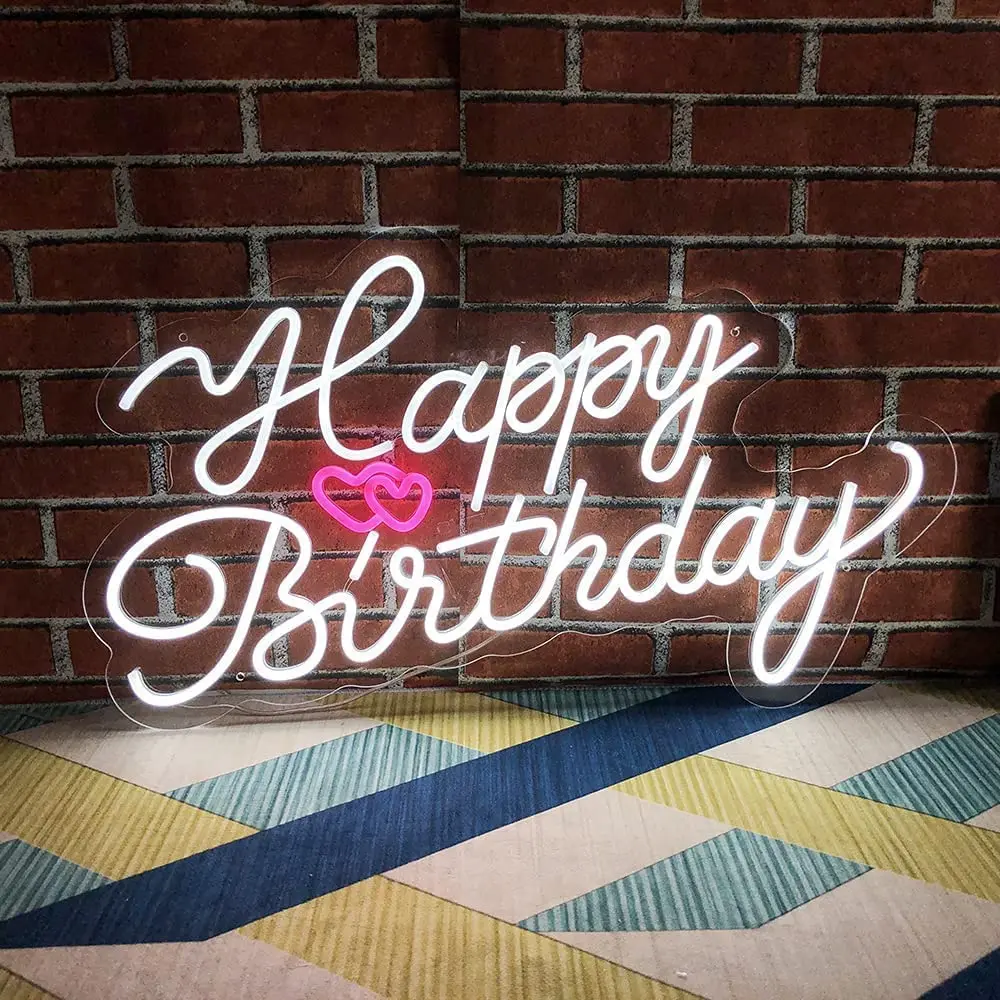 Fast Delivery Custom Led Light Neon Sign No Moq Wedding Supplies Led Happy Birthday Decoration