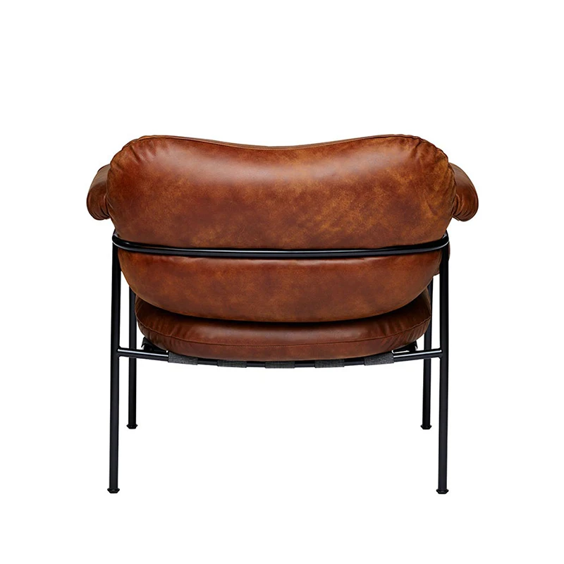 Nordic Style Casual Brown Sofa Furniture Living Room Armchair Modern Design Pu Cushion Arm Chair