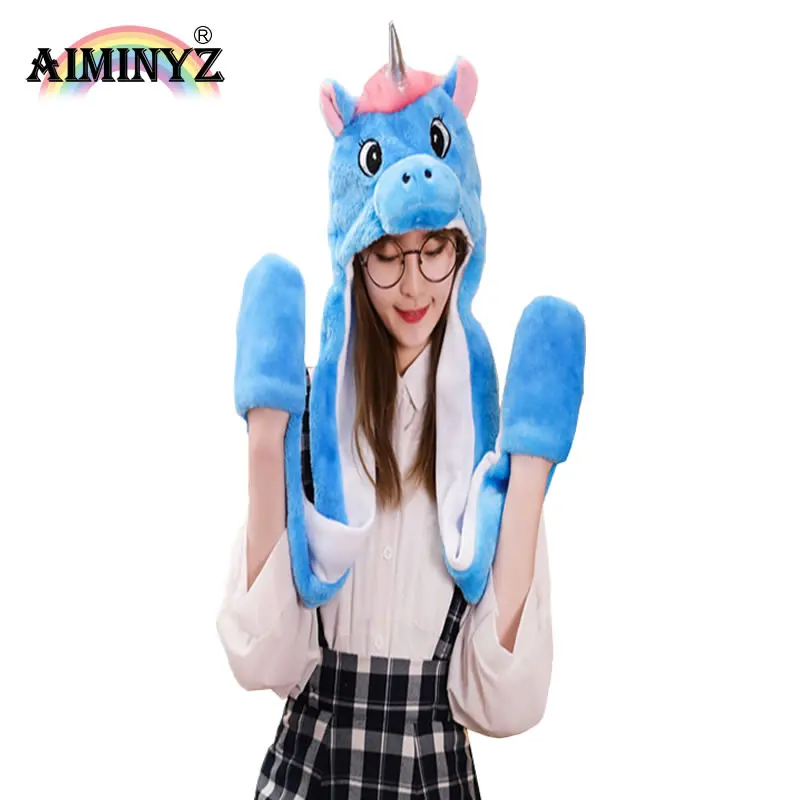 AIMINYZ Fashion Cute Unicorn Warm Halloween Birthday Gift Hat Parties Cap Cartoon Plush Hat Long Style for Adult Kids Anime Hat