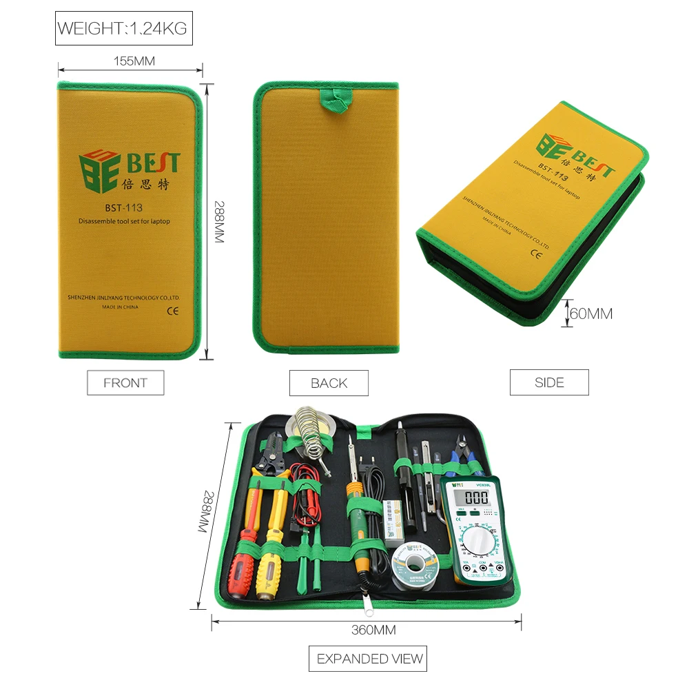 New Multifunctional Mobile Phone And Laptop Repairing Tools Kit with Soldering Iron Multimeter
