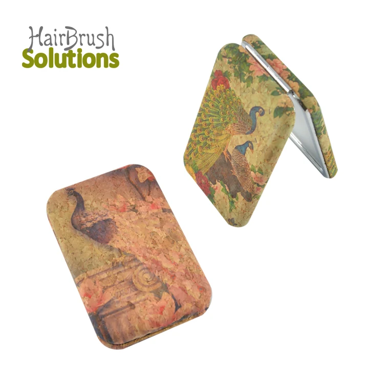 High Quality Luxury Customized Small Mini Craft Double Sided Mirror PU Leather Compact Fold Makeup Pocket Mirrors with Logo