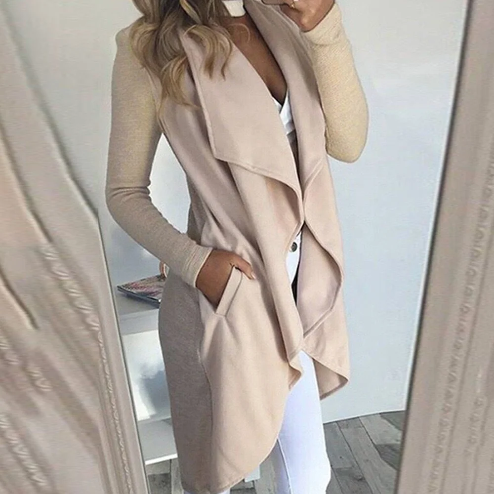 Plus Size Outwear Waterfall Sweater Cardigan Jumper Loose Coats Long Sleeve Jacket for Women