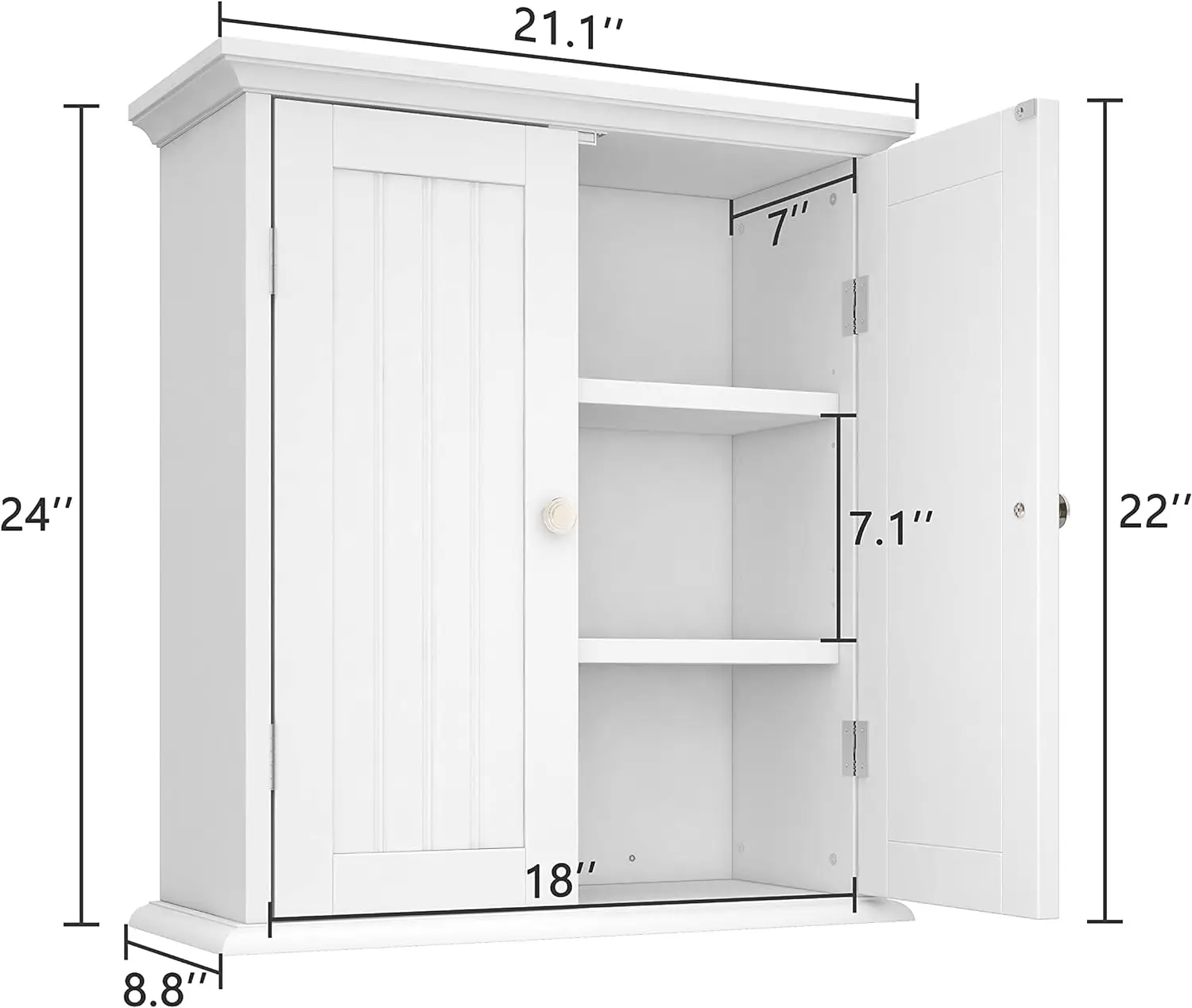 Bathroom Wall Cabinet, Over The Toilet Space Saver Storage Cabinet, Medicine Cabinet with 2 Door and Adjustable Shelves,Cupboard
